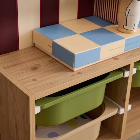 Sora - children's storage unit with 6 storage bins Orange+Vert olive 12 - vertbaudet enfant 