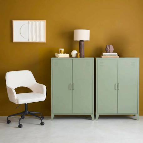 Lot de 2 commodes/armoires métal 2 portes soho l 75 x p 33 x h 110 cm Beige+Bleu gris+Kaki+Noir+Rose+Terracotta+Vert clair 39 - vertbaudet enfant 