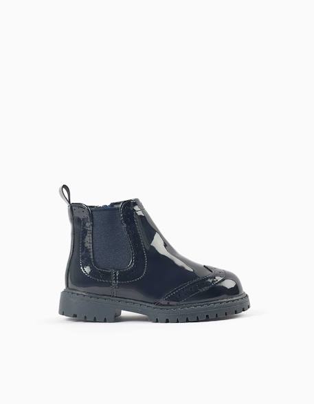 Bottines chelsea vernies avec détails brogue Bleu 1 - vertbaudet enfant 
