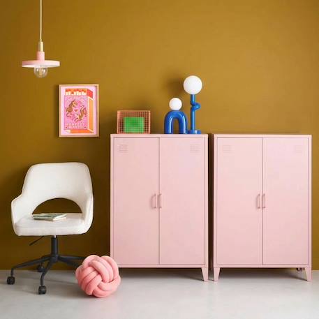 Lot de 2 commodes/armoires métal 2 portes soho l 75 x p 33 x h 110 cm Beige+Bleu gris+Kaki+Noir+Rose+Terracotta+Vert clair 27 - vertbaudet enfant 