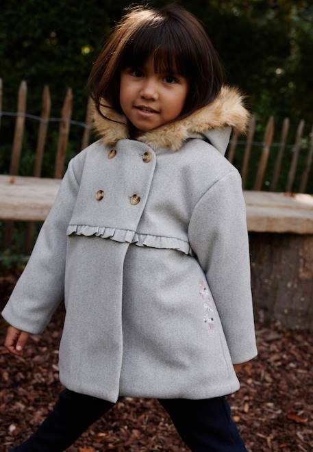Manteau enfant avec capuche jeanne Gris 1 - vertbaudet enfant 
