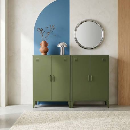 Lot de 2 commodes/armoires métal 2 portes soho l 75 x p 33 x h 110 cm Beige+Bleu gris+Kaki+Noir+Rose+Terracotta+Vert clair 13 - vertbaudet enfant 