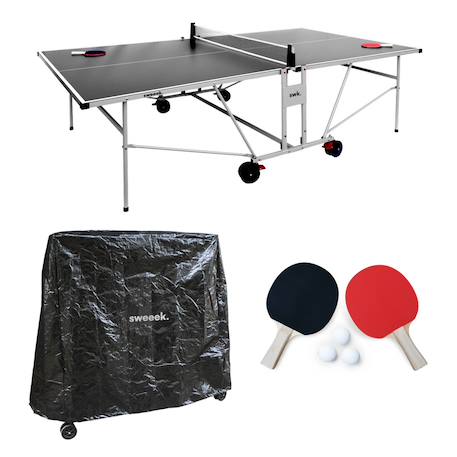 Table de ping pong outdoor, avec 2 raquettes et 3 balles, pour utilisation extérieure + housse en pvc Bleu+Gris 8 - vertbaudet enfant 