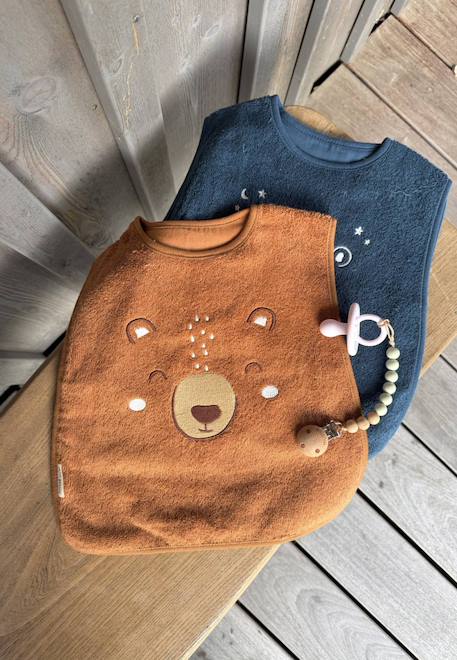 Lot de 2 bavoirs bébé en éponge kimmo Bleu 1 - vertbaudet enfant 