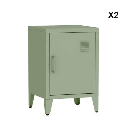 Lot de 2 tables de chevet industrielle métal, 1 porte Bleu+Bleu gris+Kaki+Noir+Rose+Terracotta+Vert clair 42 - vertbaudet enfant 