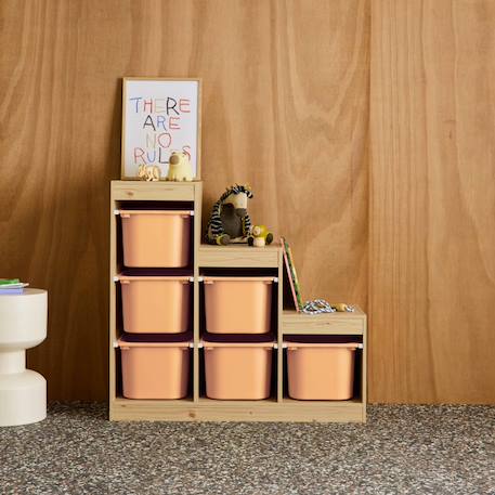 Meuble de rangement enfant escalier 6 bacs de rangement décor bois naturel - sora Beige+Moutarde+Pêche 13 - vertbaudet enfant 