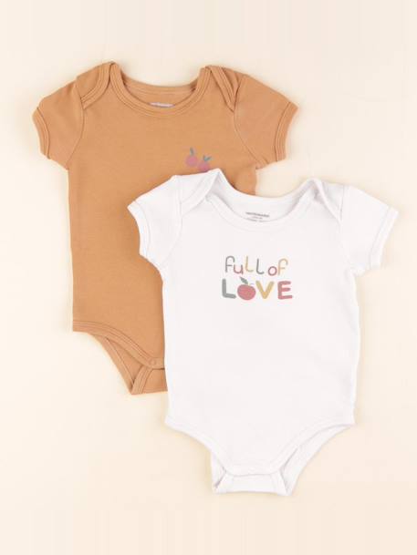 Lot de 2 bodies en coton - 12 mois Blanc 1 - vertbaudet enfant 