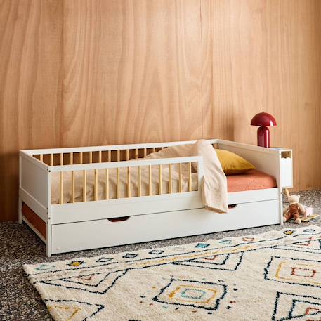 Lit gigogne enfant 90 x 190 cm pin naturel  avec sommier à lattes et tiroir - elio Blanc+Vert 6 - vertbaudet enfant 