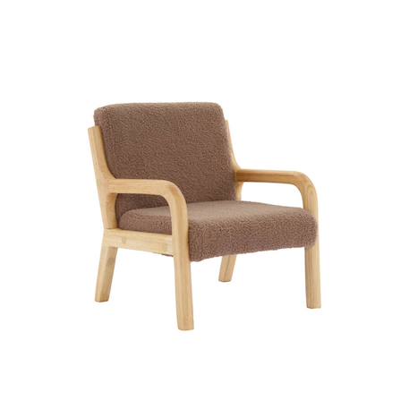 Fauteuil scandinave enfant bois d'hévéa et bouclette Lorens kids. Beige+Gris souris+Marron 14 - vertbaudet enfant 