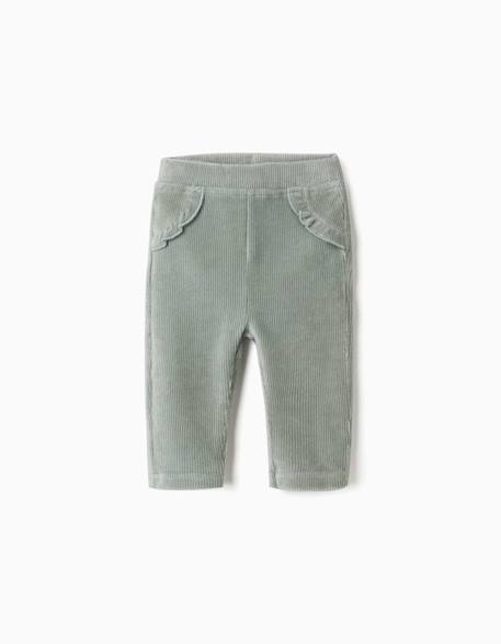Legging en velours côtelé avec volants Vert 1 - vertbaudet enfant 