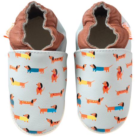 Chaussons bébé cuir souple raphaël les teckels Bleu 2 - vertbaudet enfant 