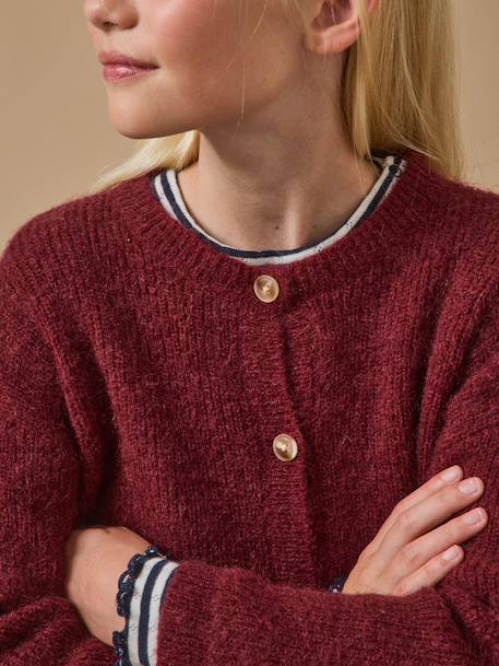 Cardigan laine et mohair - collection junior Cerise+Gris chine clair+Gris chine moyen+Vert pastel 3 - vertbaudet enfant 