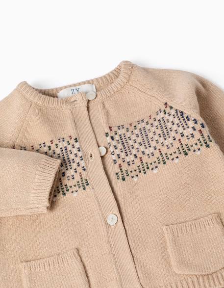 Cardigan en maille avec motif jacquard Beige clair 3 - vertbaudet enfant 