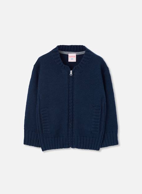 Veste garçon en maille avec fermeture éclair Bleu 2 - vertbaudet enfant 