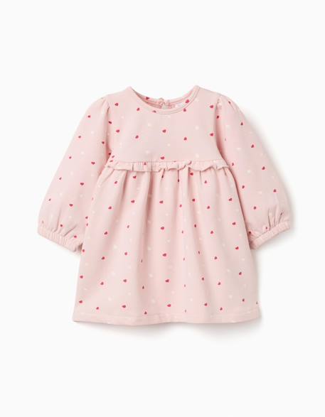 Robe en coton peigné avec motif cœur Rose 1 - vertbaudet enfant 
