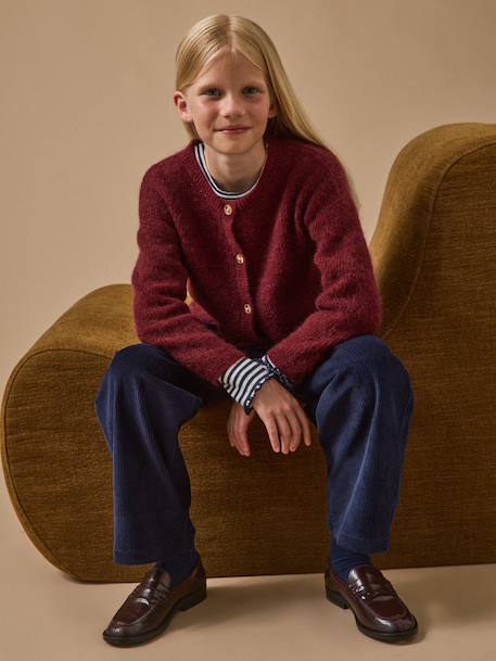Cardigan laine et mohair - collection junior Cerise+Gris chine clair+Gris chine moyen+Vert pastel 4 - vertbaudet enfant 