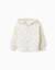 Sweat zippé en coton peigné à capuche et motif floral Blanc 1 - vertbaudet enfant 