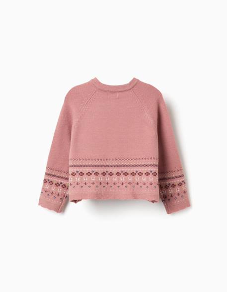 Gilet en maille avec motif jacquard Rose 2 - vertbaudet enfant 