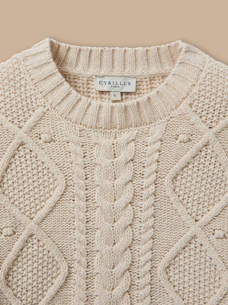 Pull torsadé avec laine fille Ecru chine 2 - vertbaudet enfant 
