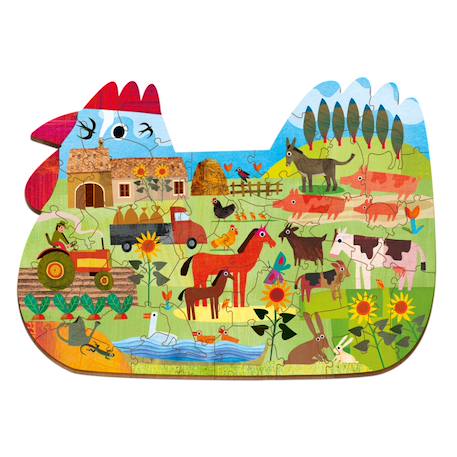 Puzzle en bois - la ferme 48 pièces Multicolor 2 - vertbaudet enfant 