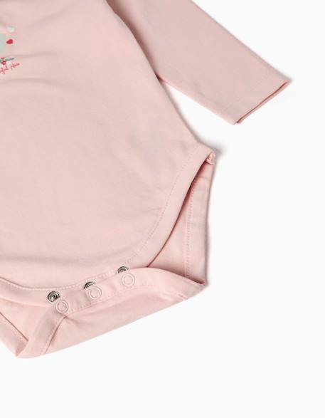 Body à manches longues avec imprimé et volants Rose 4 - vertbaudet enfant 
