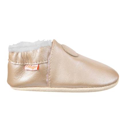 Chaussons cuir souple uni fourrés Beige 1 - vertbaudet enfant 
