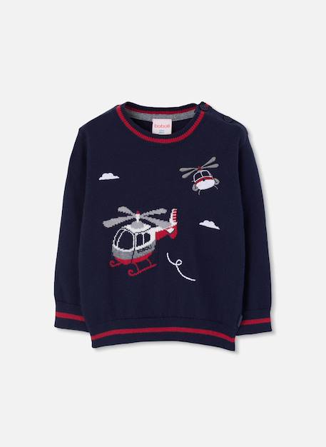 Pull garçon imprimé hélicoptères Bleu 2 - vertbaudet enfant 