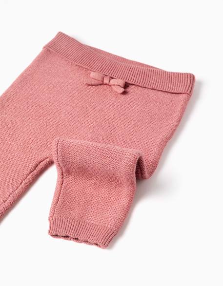 Pantalon en maille avec nœud décoratif Beige clair+Rose 6 - vertbaudet enfant 