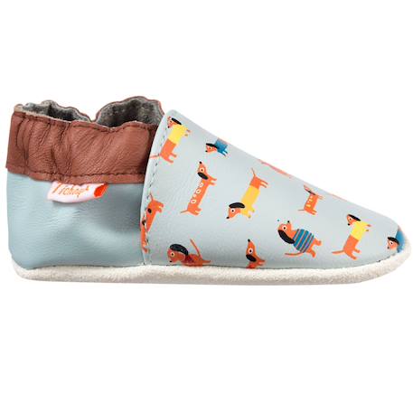 Chaussons bébé cuir souple raphaël les teckels Bleu 1 - vertbaudet enfant 