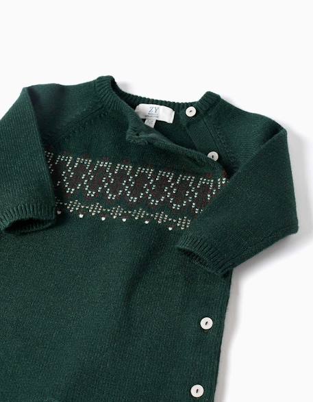 Combinaison en maille avec jacquard Vert foncé 3 - vertbaudet enfant 