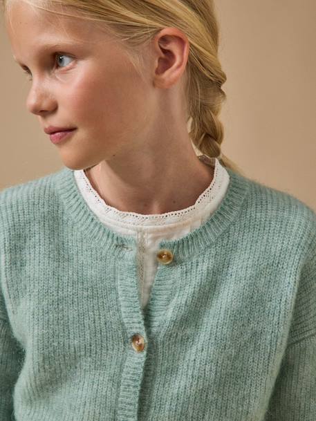 Cardigan laine et mohair - collection junior Cerise+Gris chine clair+Gris chine moyen+Vert pastel 13 - vertbaudet enfant 