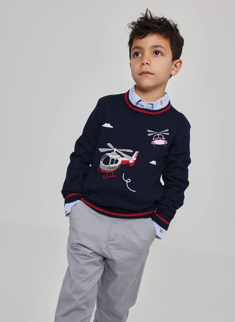 Pull garçon imprimé hélicoptères Bleu 1 - vertbaudet enfant 