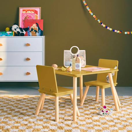 Table carrée enfant bois de pin 2 assises - judith Blanc+Jaune+Rose+Terracotta+Vert+Vert olive 9 - vertbaudet enfant 