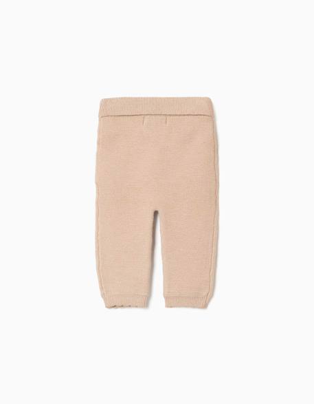 Pantalon en maille avec nœud décoratif Beige clair+Rose 2 - vertbaudet enfant 