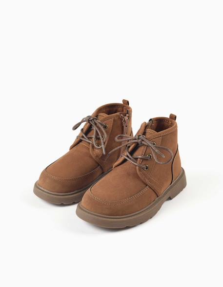 Bottines en suédine avec lacets Beige 2 - vertbaudet enfant 