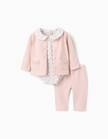 Ensemble 3 pièces avec imprimé floral Rose clair 1 - vertbaudet enfant 