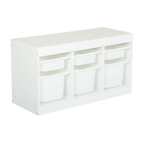 Meuble de rangement pour enfant décor bois 6 bacs en plastique - sora Blanc+Naturel 2 - vertbaudet enfant 
