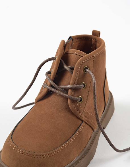Bottines en suédine avec lacets Beige 4 - vertbaudet enfant 