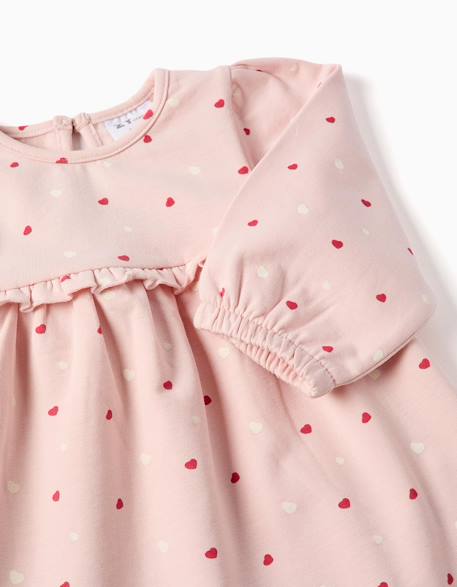 Robe en coton peigné avec motif cœur Rose 3 - vertbaudet enfant 