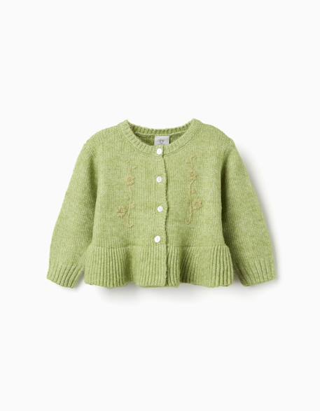 Gilet avec fleurs brodées Vert clair 1 - vertbaudet enfant 