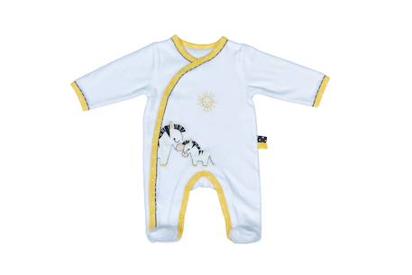 Pyjama bébé à manches longues en velours - pluche et pompon Blanc/gris+Blanc/jaune 4 - vertbaudet enfant 