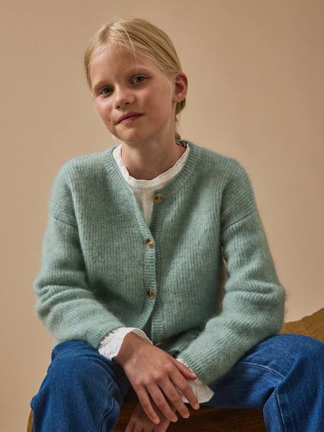 Cardigan laine et mohair - collection junior Cerise+Gris chine clair+Gris chine moyen+Vert pastel 11 - vertbaudet enfant 