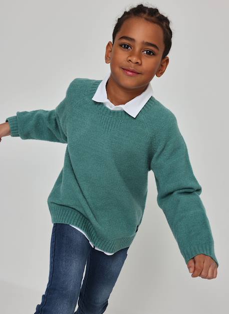 Pull garçon col rond Noir 1 - vertbaudet enfant 