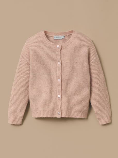Cardigan laine et mohair fille Rose poudre 1 - vertbaudet enfant 