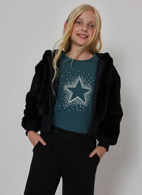 Veste fille à capuche Noir 1 - vertbaudet enfant 
