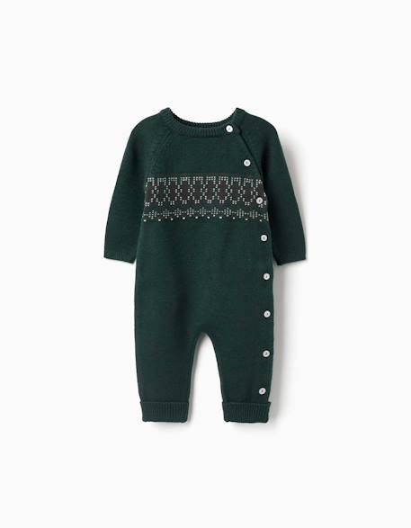Combinaison en maille avec jacquard Vert foncé 1 - vertbaudet enfant 