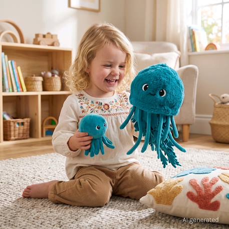 Peluche méduse maman et son bébé Bleu+Rose 2 - vertbaudet enfant 