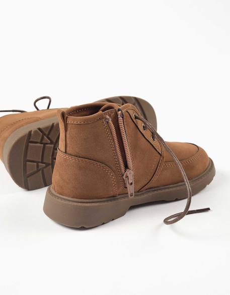 Bottines en suédine avec lacets Beige 3 - vertbaudet enfant 
