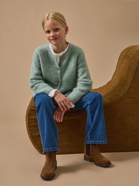 Cardigan laine et mohair - collection junior Cerise+Gris chine clair+Gris chine moyen+Vert pastel 14 - vertbaudet enfant 