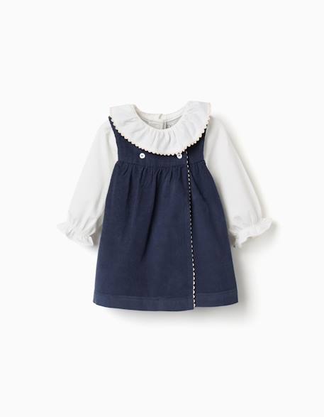 Ensemble body et robe en velours côtelé Bleu foncé 1 - vertbaudet enfant 